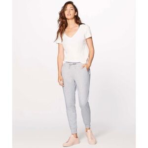 Lululemon Warm Down Drawstring Joggers 28” Heathered Vapor Grey W5ASUS Sz 4